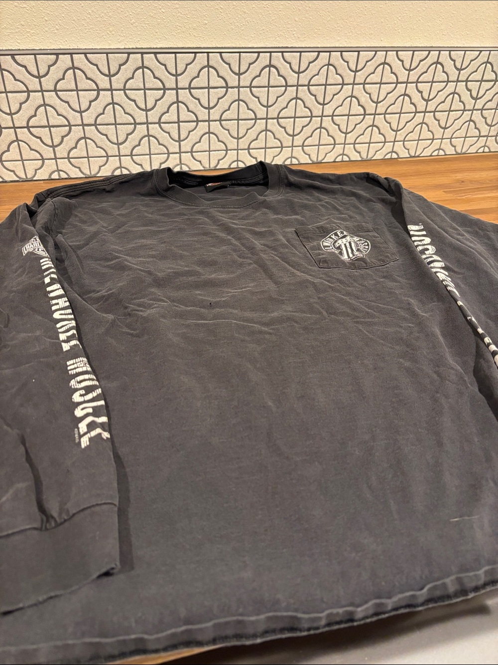 Harley Davidson Portland, Oregon Black Long-Sleeve Graphic Pocket Tee
